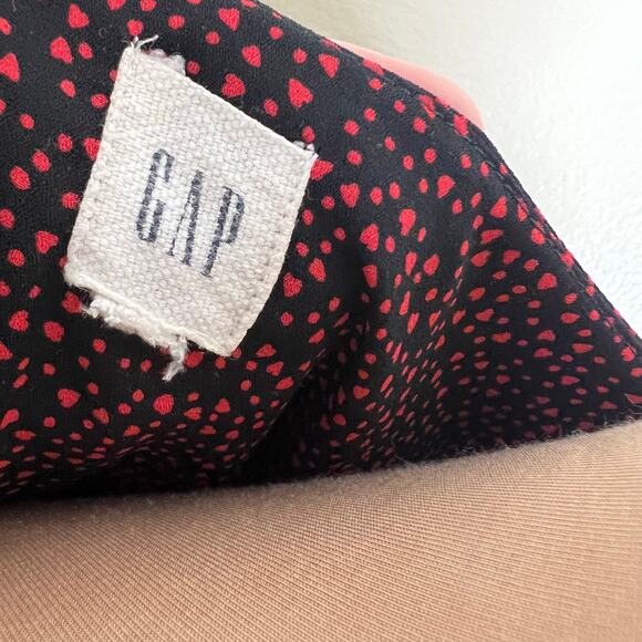GAP Dress w Pockets XL Women Black Red Blouson Long Sleeve Faux Wrap V-Neck Mini - Picture 7 of 9